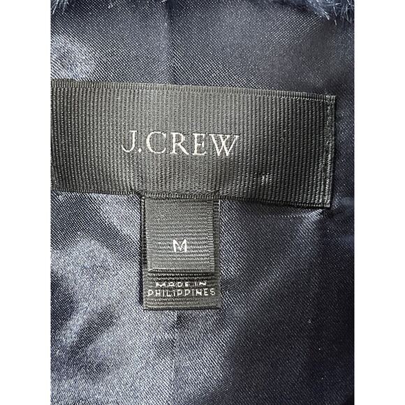 J Crew Faux Fur Vest Womens M Full Zip Navy Blue Pockets Satin Lining Mob Wife - Picture 6 of 10